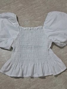 Embroidered White Cotton Blouse