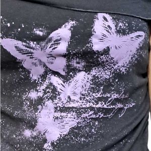 Off-Shoulder Butterfly Print Top