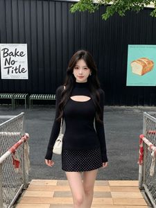 Black Neck Cut Out Top
