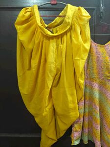 Vibrant Yellow Dhoti Pants &amp; Printed Kurti Set