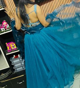 Stunning Teal Blue Lehenga Choli Set