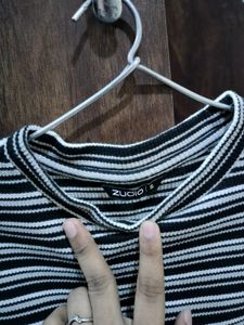 Striped Cropped Top with Drawstring