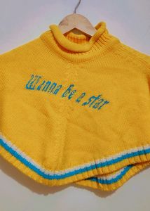 Yellow Winter Shrug Cap Muffler Set For Baby Girl