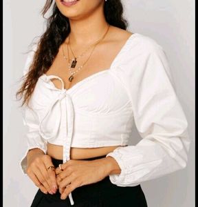 Off-Shoulder White Crop Top