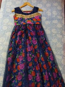 Navy Floral Print Anarkali