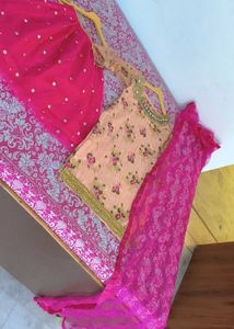 Elegant Peach short kurti and dupatta garara Set w