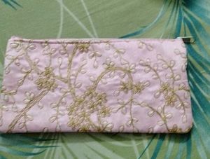 Elegant Pink Embroidered Pouch
