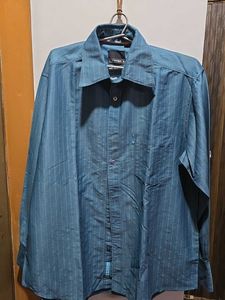 Men's Teal Striped Long Sleeve Shirt