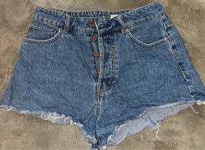 H&amp;M High Waist Vintage Denim Shorts Button Fly