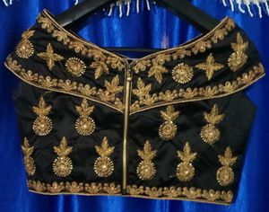 Elegant Black &amp; Gold Embroidered Blouse