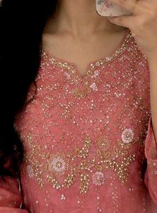 Beautiful Embellished Peach Kurta Set
