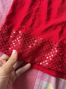 Vintage Y2K Sparkly Red Mini Skirt