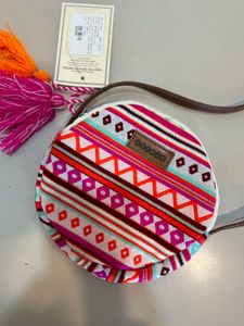 Astrid round Geometric print sling bag for women