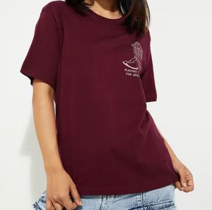 women typographic print round neck T-shirt