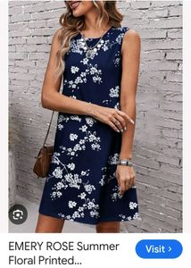 Emery rose(shein) Navy Floral Sleeveless Dress