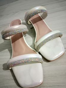 White Stone Heels For Women