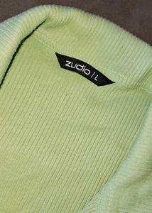 Light Green Ruched Collared Top