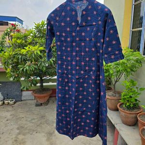 Navy Blue Printed Kurta