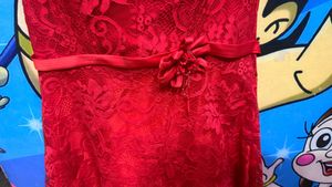 Elegant Red offshoulder  Lace Gown