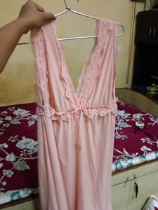 Peach Lace Trim Nightgown