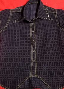 Oversized Cropped Denim Jacket Top for Women