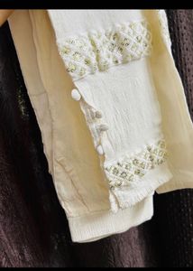 Elegant White Kurta with Gold Trim