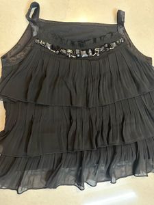 Black Tiered Embellished Tank Top