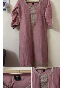 Embroidered Pink Kurta