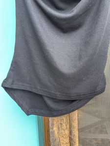 black shoulder drop fitted top