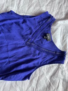 Royal Blue Embellished V-Neck Tank Top