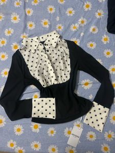 Savana Polka Dot Collared Top