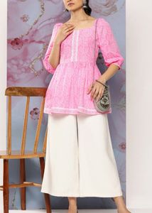 Bright Pink Bandhani Print Kurta