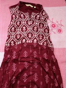 Maroon Printed Dress