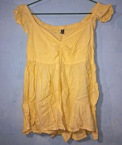 Yellow Off-Shoulder Smocked Top
