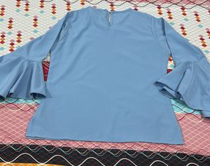 Sky Blue Bell Sleeve Top