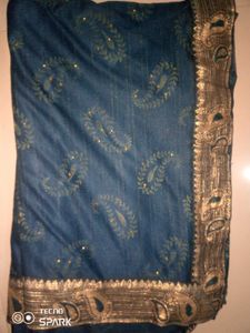 Elegant Teal Saree with Paisley Border
