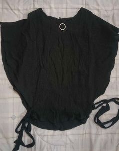 Chic Black Batwing Sleeve Top