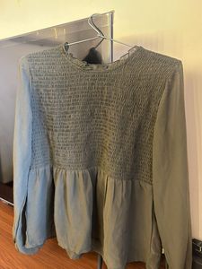 Olive Green Smocked Tunic Top