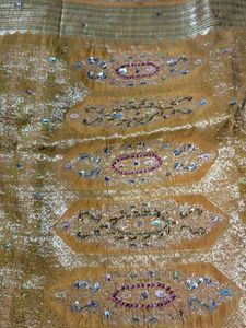 Purple Saree with Gold Border
