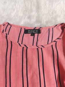 Pink Striped Bell Sleeve Top