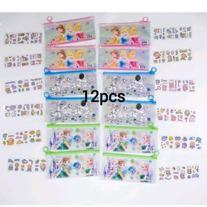 12 Pcs Kids Pencil Cases with Stickers