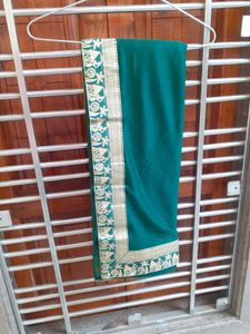 Temple Border Lycra Blend, Chiffon Saree