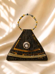 Unique Triangle Clutch with Embellishments