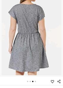 Casual Grey Knit Dress with Pockets