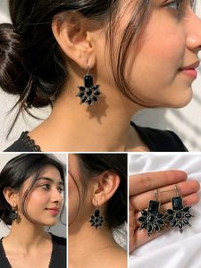 Stylish Black Stone Dangle Earrings