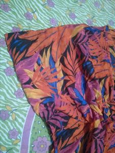Vibrant Tropical Print Kaftan Top