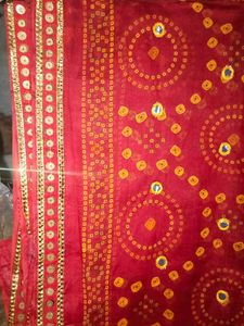 Vibrant Red Bandhani Saree