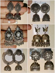 Oxidized Silver Jhumka Earrings