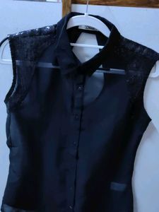 Black Sleeveless Sheer Top- 36 size