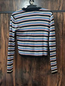 Striped Long Sleeve Crop Top